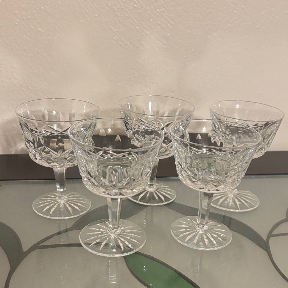 Vintage Waterford Elegant Crystal Wine Glass Set of 5